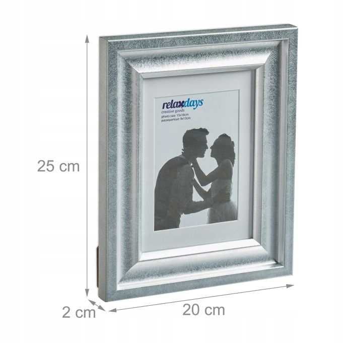 2 szt x SREBRNE Ramki na zdjęcia obrazki 13 x 18 cm Rama