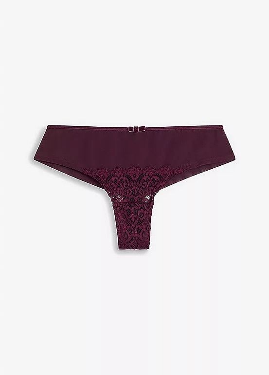 B.P.C stringi brazylijskie ciemny fiolet z aksamitnym paskiem r.36/38