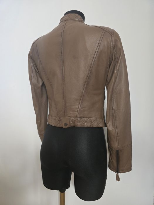 Kurtka bomberka Cubus S/XS bomber skóra naturalna kakaowy brąz