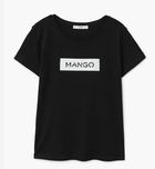 Футболка чорна с принтом mango, розмір s