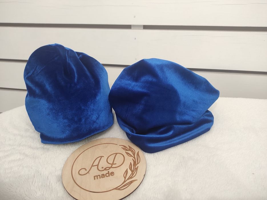 Komplet zestaw Czapka komin welur DAMSKI