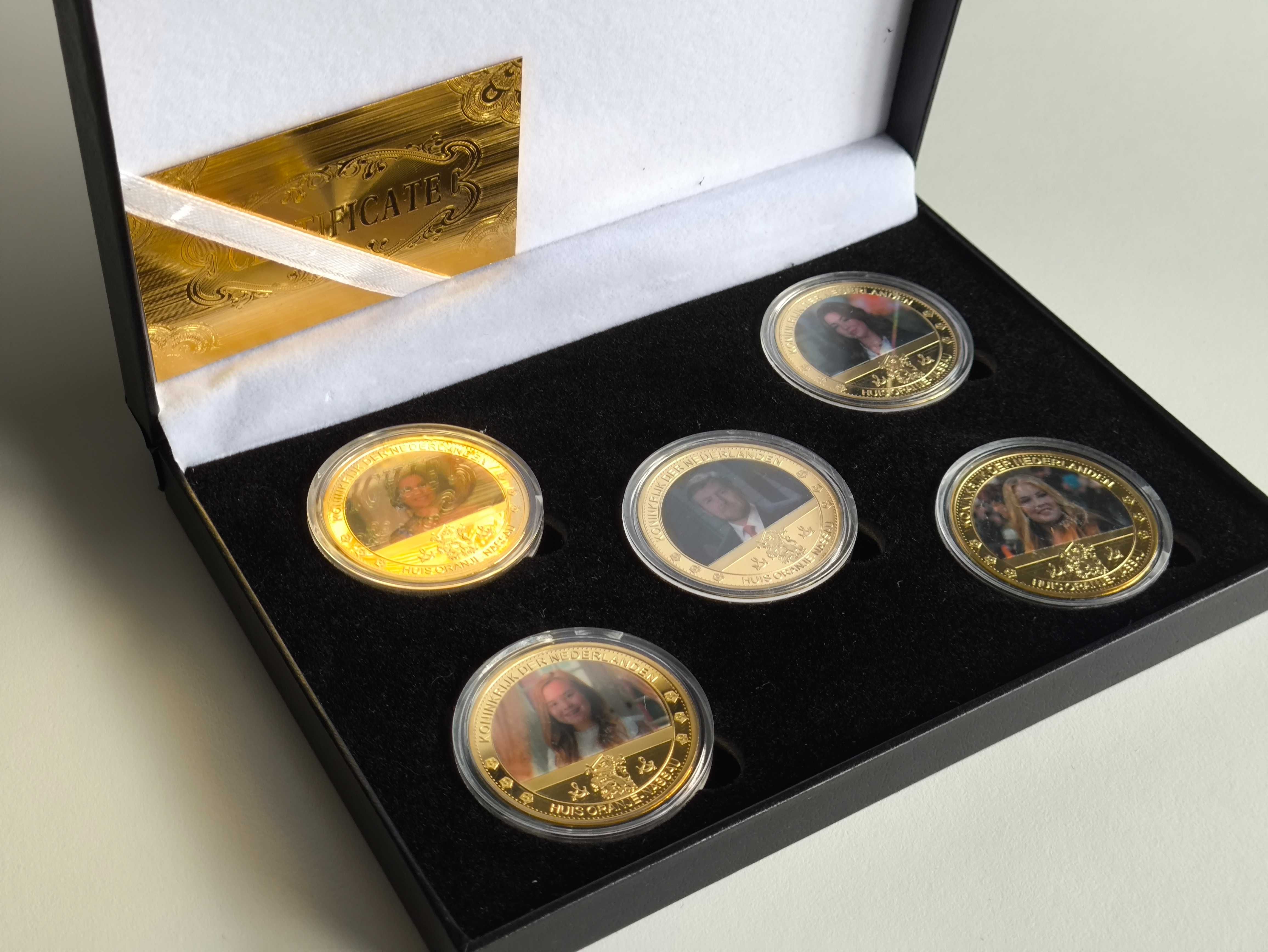 Conjunto de moedas comemorativas da família real Holanda