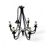 Candeeiro Teto 6 Braços c/ Velas (Preto)