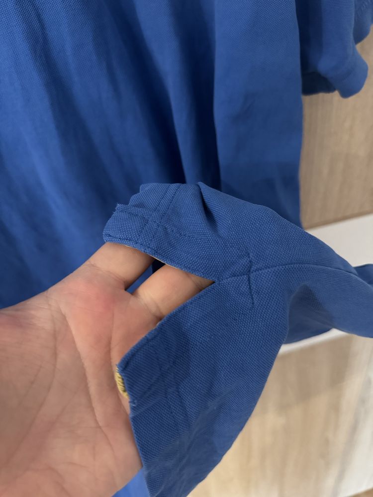 Koszulka Polo Gant XXL niebieska męska Plus Size żółte wstawki modna