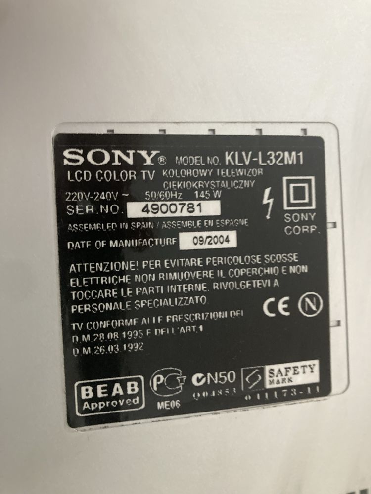 Sony TV LCD > KLV-L32M1