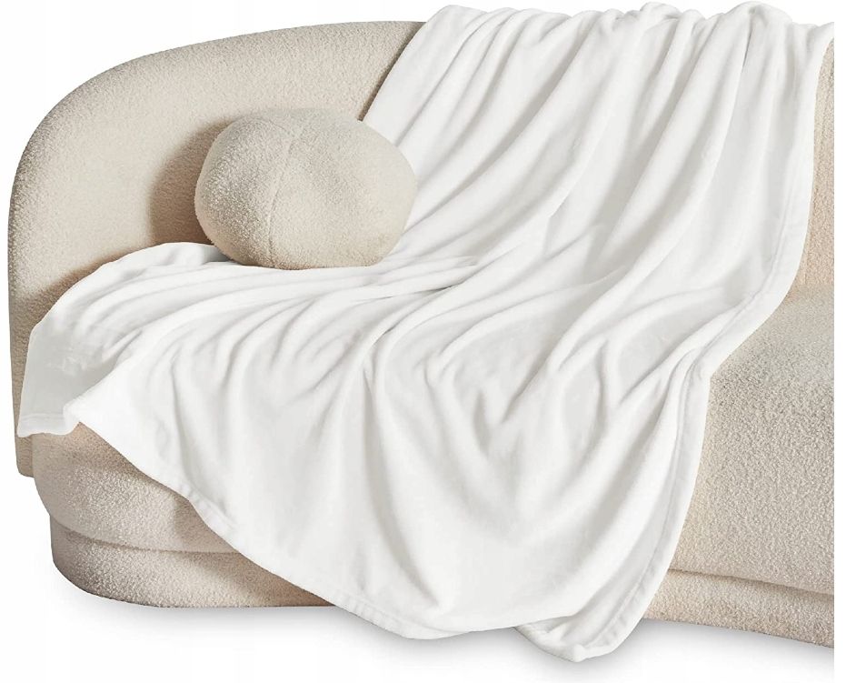 Koc Bedsure mikrofibra 130x150cm biały (487)