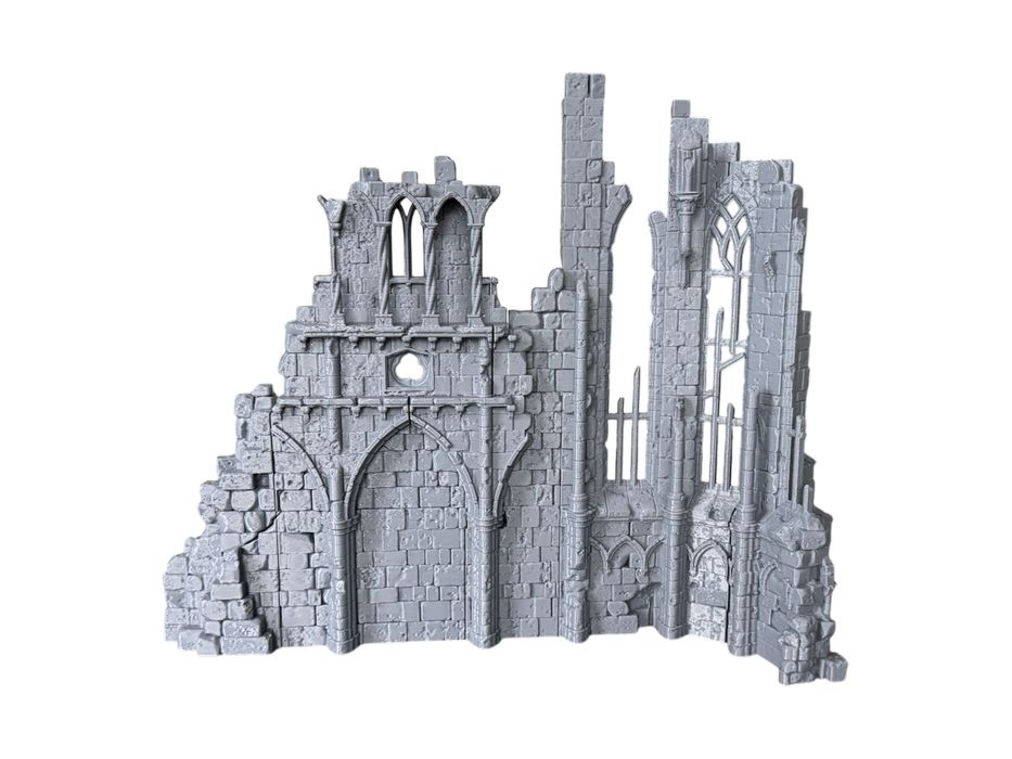 Ściana katedry w ruinie, druk 3D do gier bitewnych