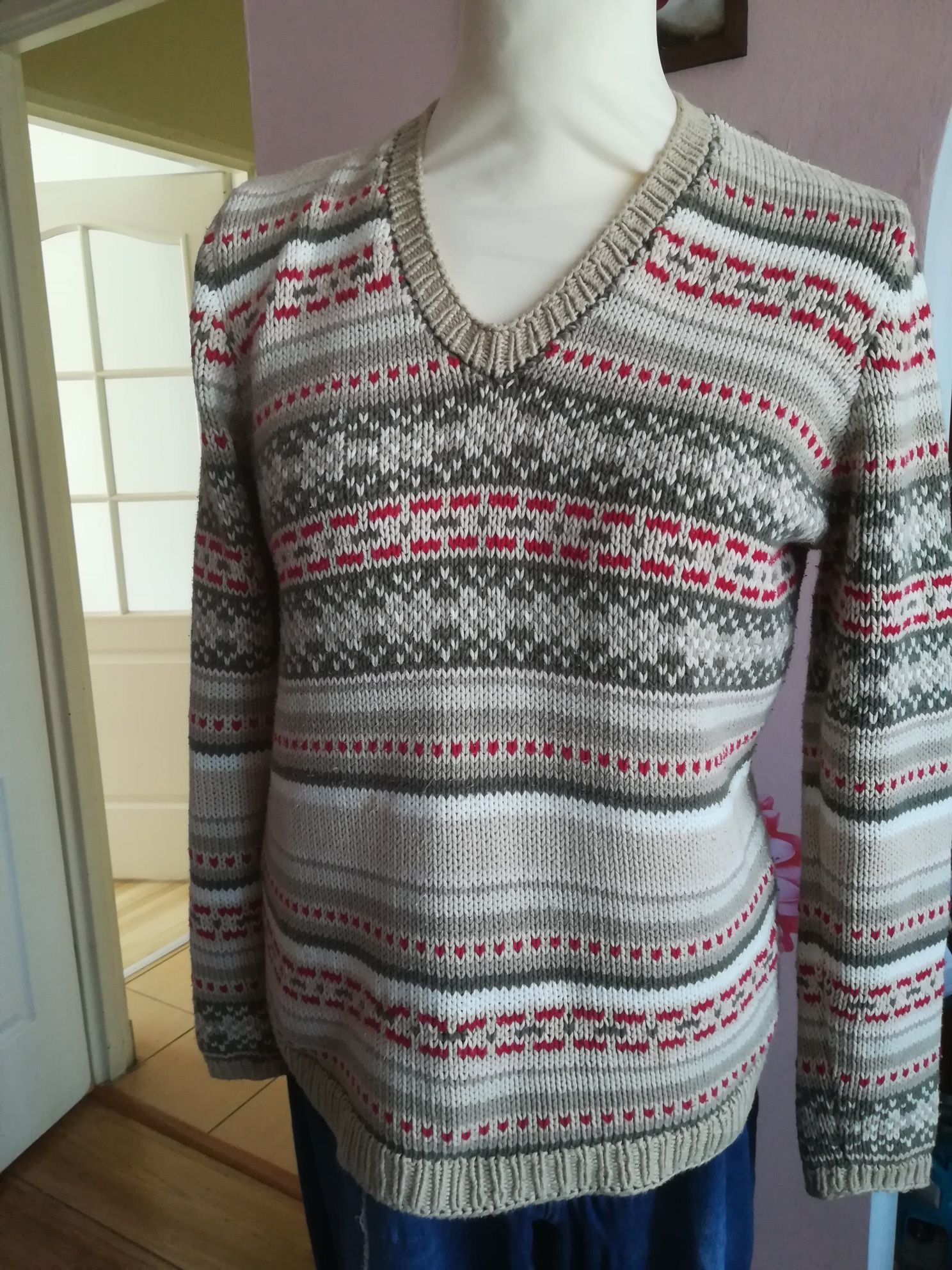 Sweterek damski 44,46 wzór norweski