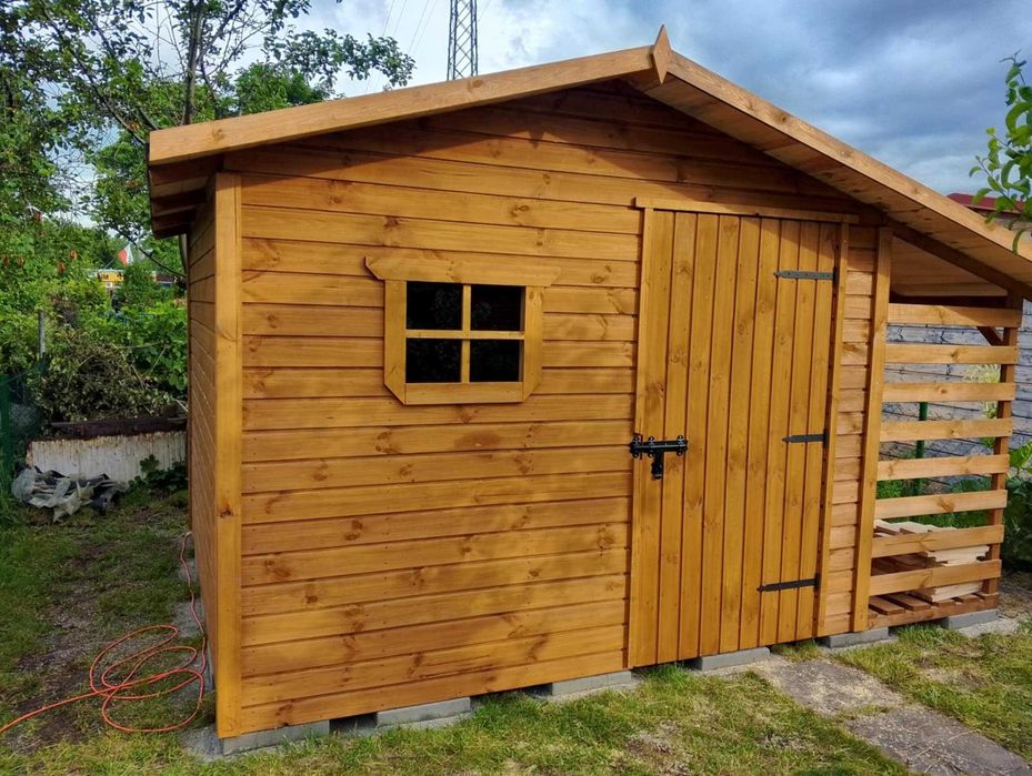 Domek narzędziowy 3x3 z drewutnia 1m, MONTAZ I PODŁOGA W CENIE!
