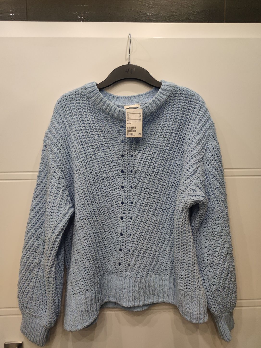 Śliczny ażurowy błękitny sweter H&M. Nowy 50 zł TANIEJ niż w sklepie!