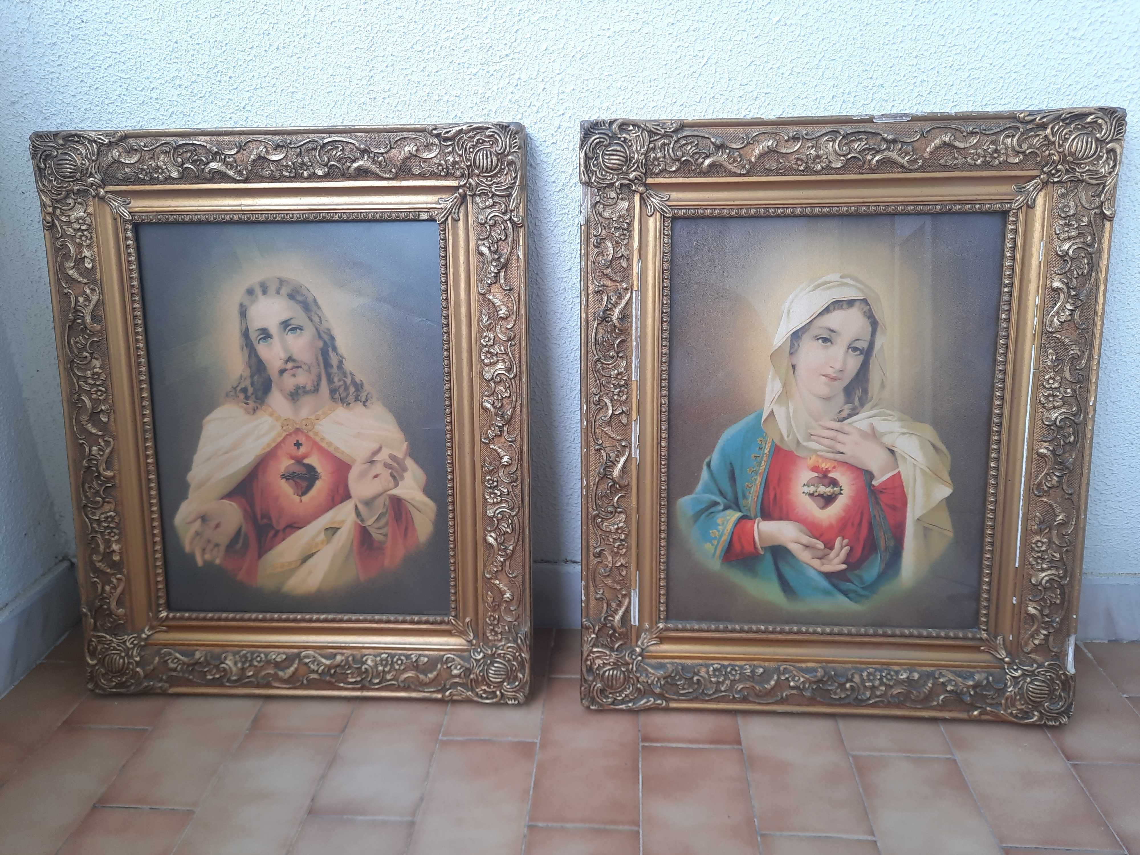 2 quadros decorativos com imagens religiosas