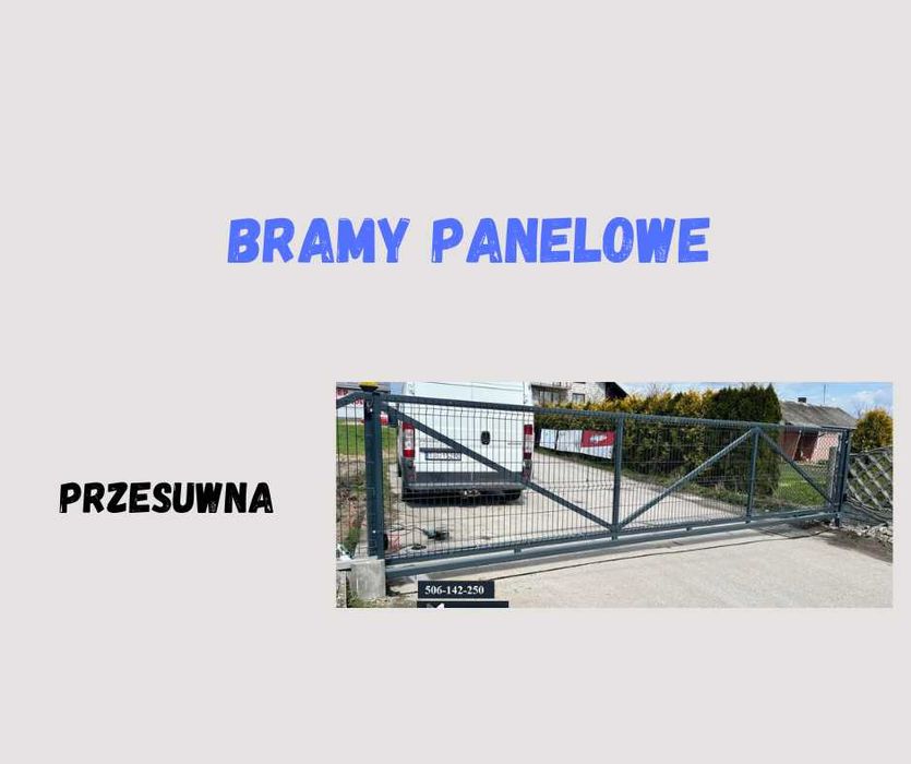 Brama przesuwna , dwuskrzydłowa panelowa,palisadowa