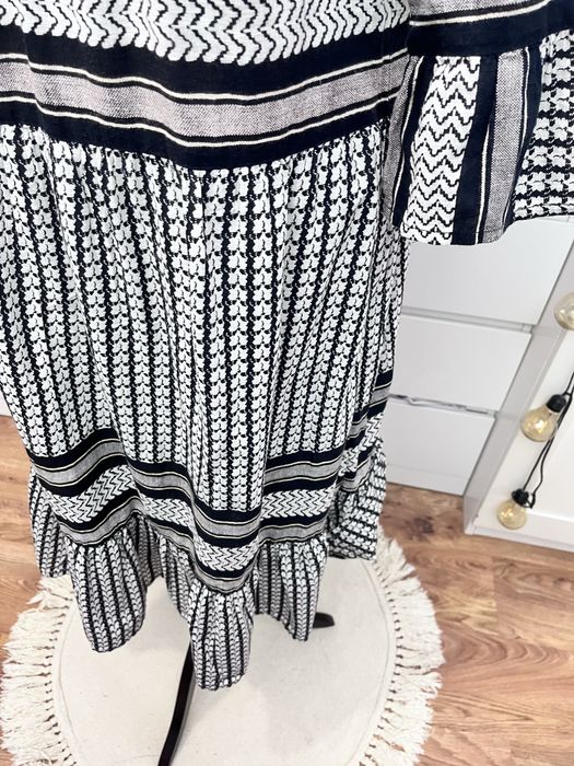 Bawełniana retro maxi sukienka vintage boho pepitka firma Pulz