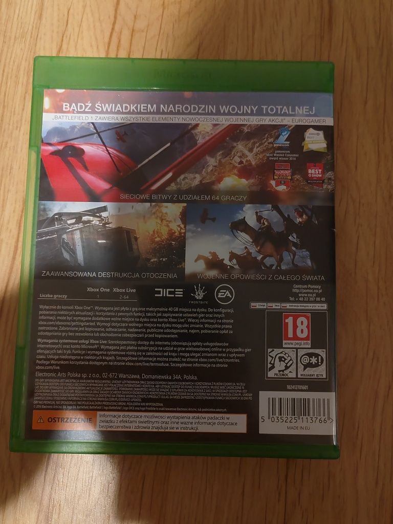 Battlefield 1 xbox one s x series polska wersja