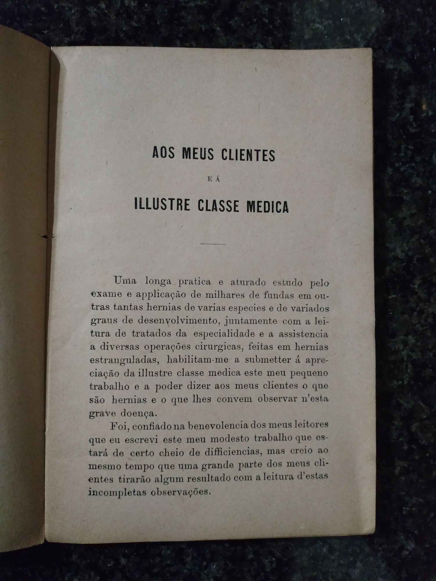 Livro da Origem das Hernias de 1904