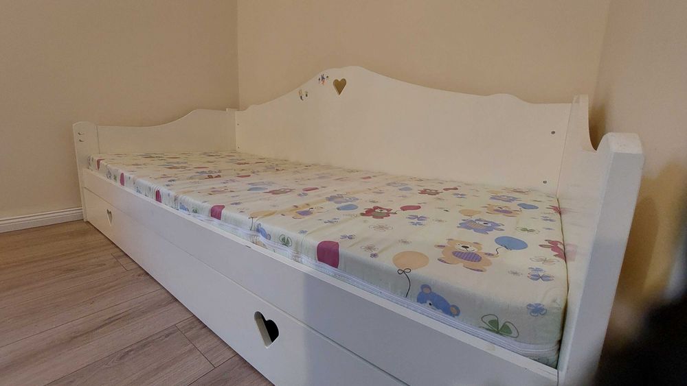 Łużko dla dziewczynki 180x80  z szuflada materac w komplecie