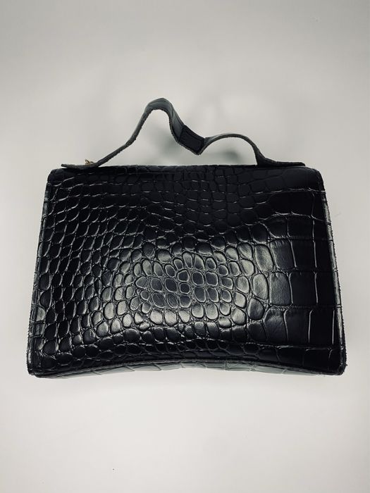 Balenciaga чорна сумка з тисненням під крокодила