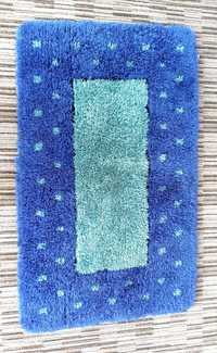 Dywanik łazienkowy duży puszysty gruby włochaty niebiesko miętowy