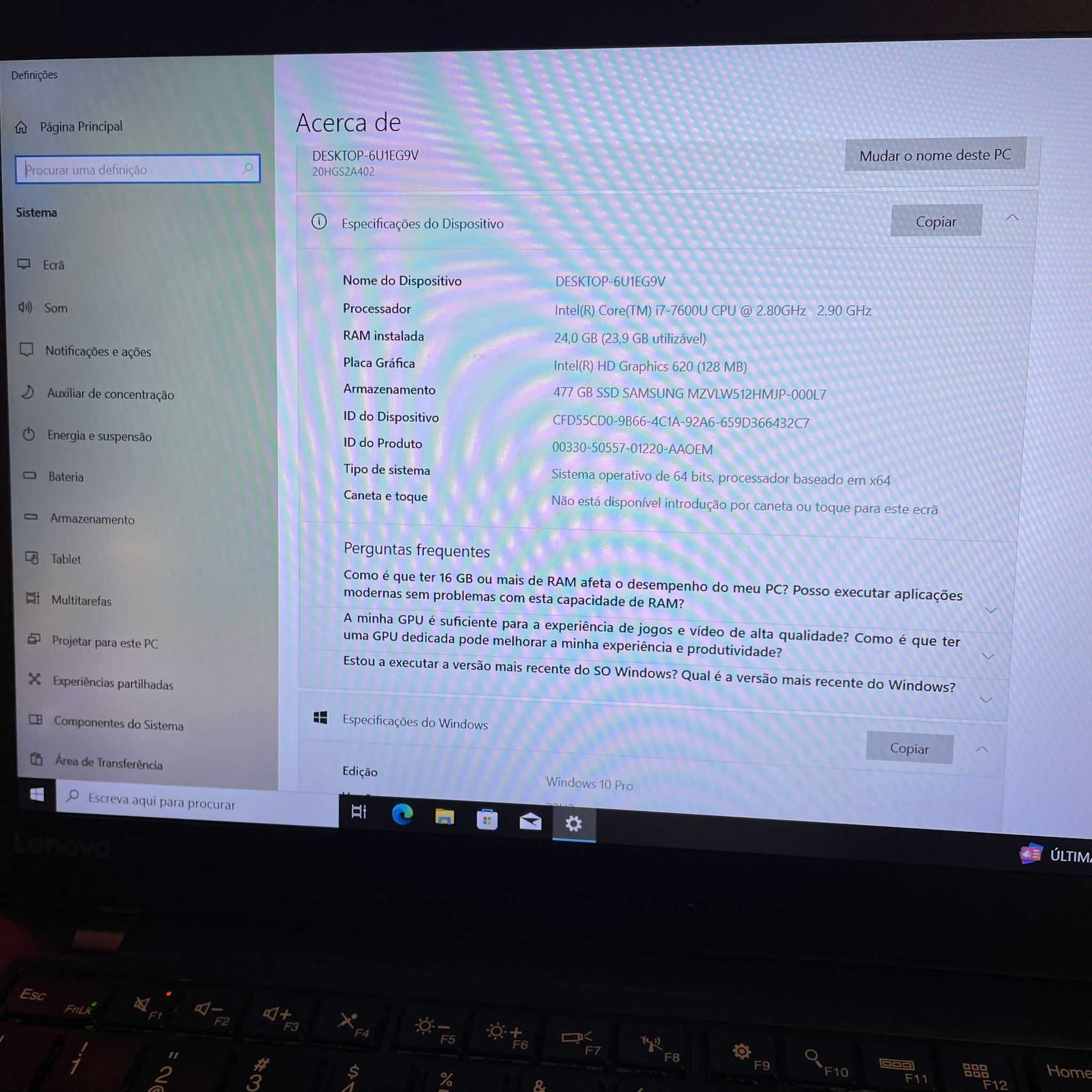 Lenovo Thinkpad T470s - i7-7600U 2.80GHz - 24GB RAM