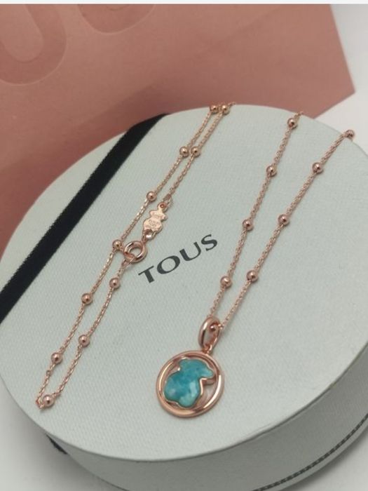 Naszyjnik z misiem różowe srebro vermeil 925 z amazonitem