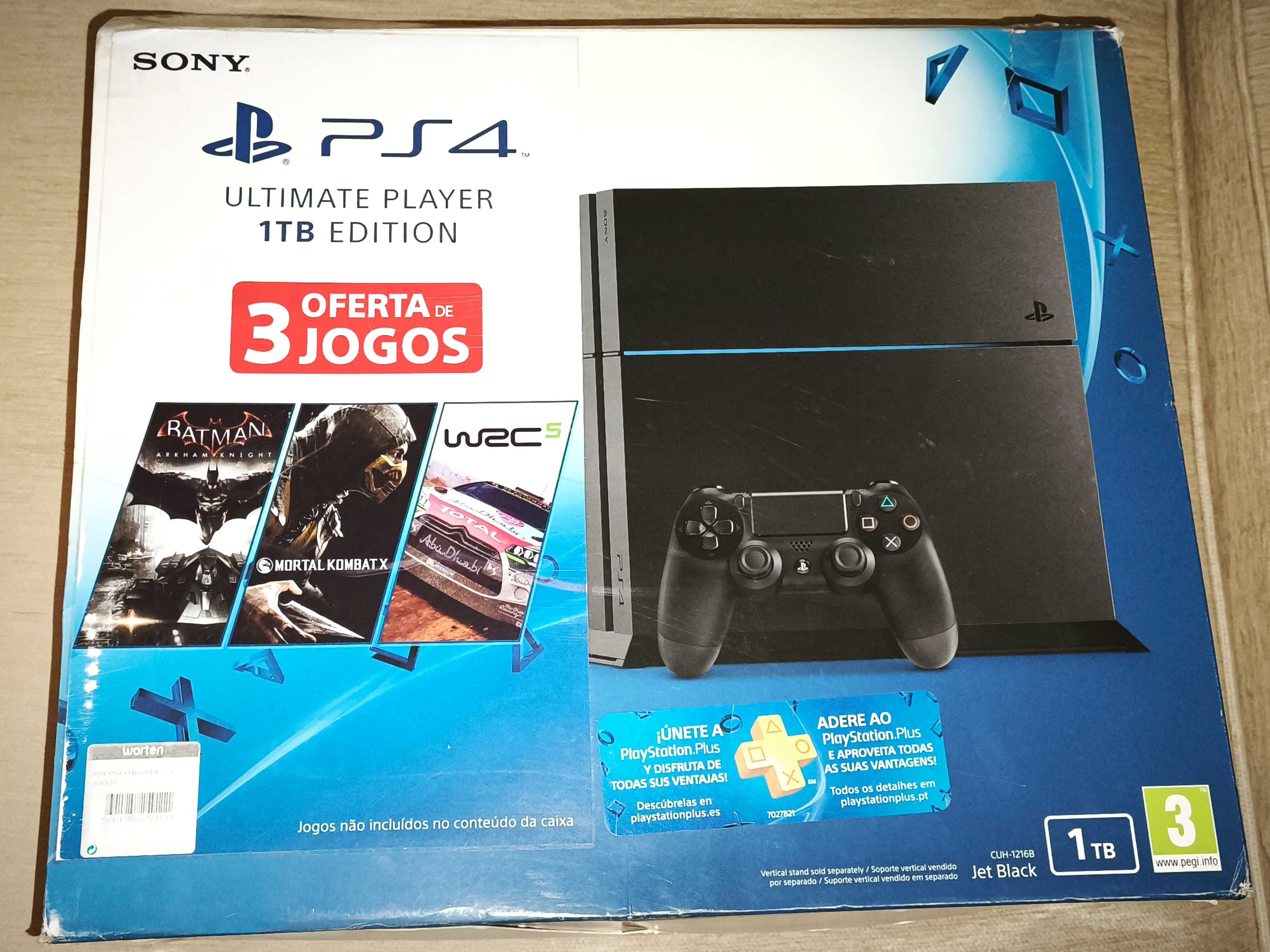 PS4 com 1Tb, Comando e jogos