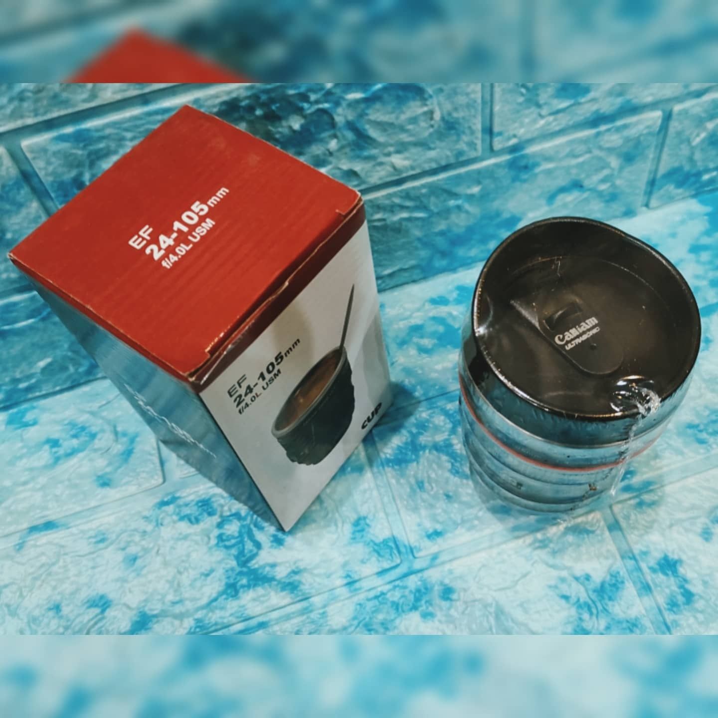 Кружка объектив EF 24-105mm с крышкой поилкой