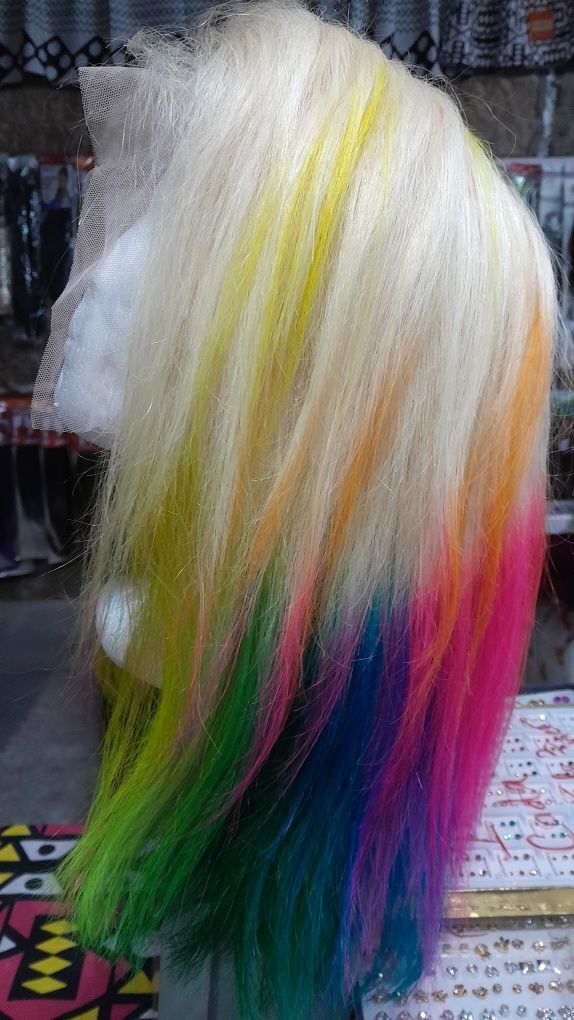 Peruca de cabelo humano multicolor