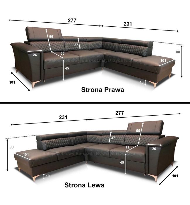 Narożnik skórzany Glamour 277x231 i inne, sofa ze skóry, rogówka SKÓRA