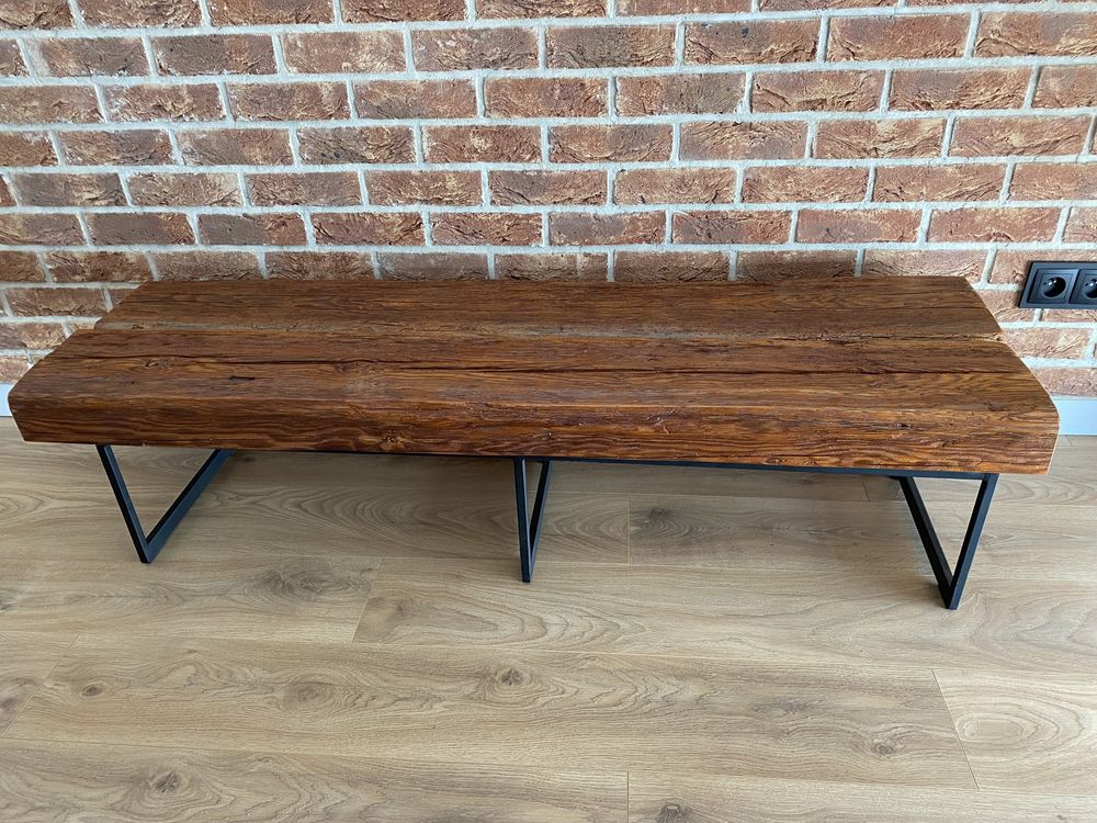 Stolik vintage RTV z litego drewna loft industrialny.