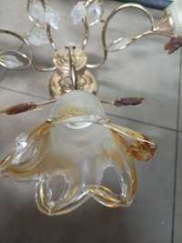 Żyrandol w stylu weneckim metal szkło i kryształki piękne klosze