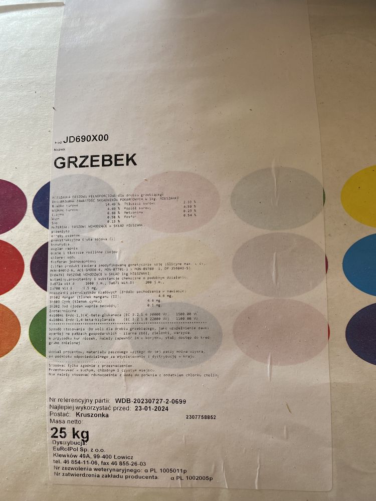 Pasza dla Niosek, kurczaków, brojlerów, królików.
