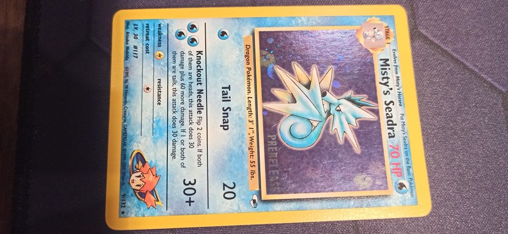 Karta Misty's Seadra Prerealease holo Gym Heroes 9/132 pokémon