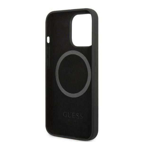Etui Guess Silicone Logo Plate MagSafe dla iPhone 13 Pro / 13 - Czarny
