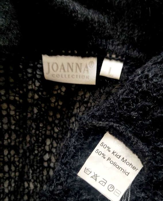 cienki czarny ażurowy sweterek moher r.L