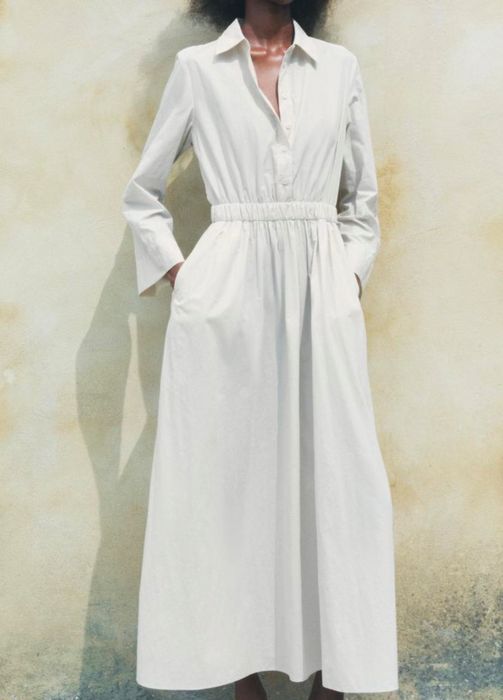 Zara sukienka kremowa koszulowa Zara XL