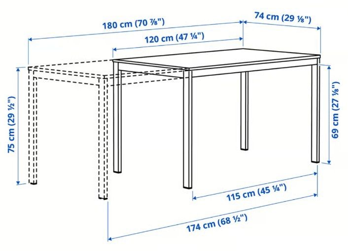 Vangsta Stół rozkładany Ikea, biały, 120/180x74, NOWY!
Stół rozkłada