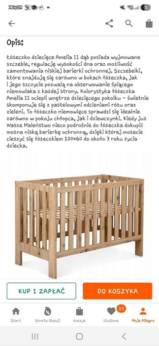 Łóżeczko dziecięce 120×60 z materacem od manufaktura materacy