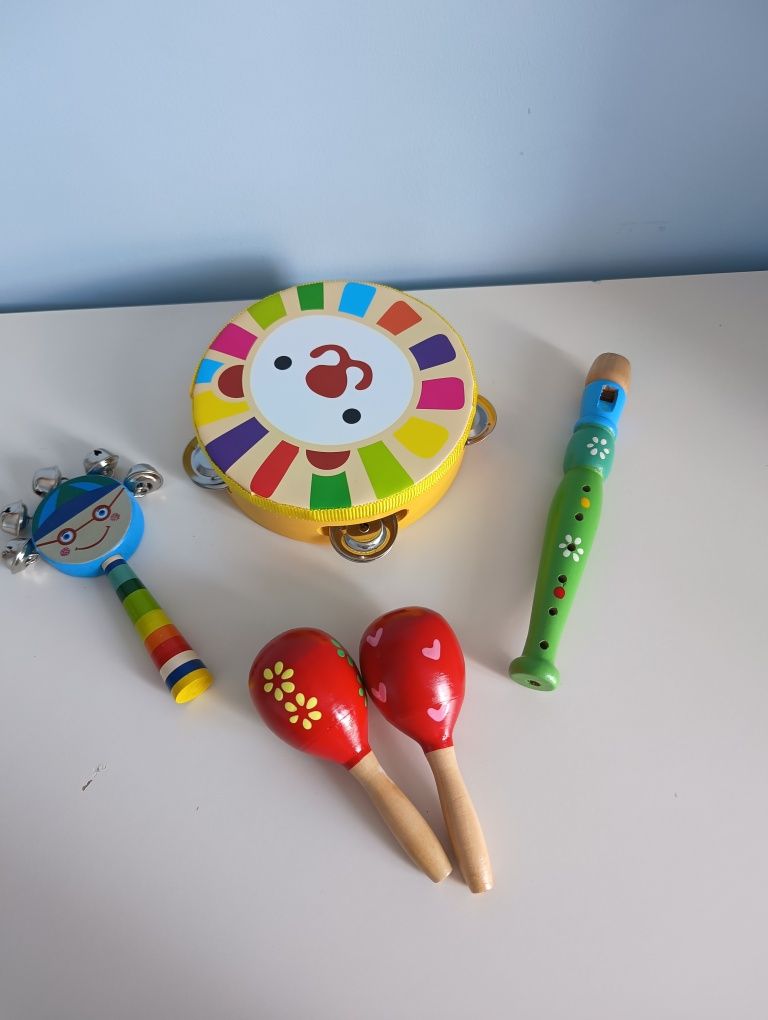 Drewniane instrumenty muzyczne dla dzieci, zestaw, montessori
