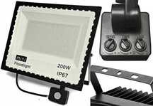 Lampa halogenowa 200W LED SMD IP67 czujnik ruchu zmierzchu 6500K