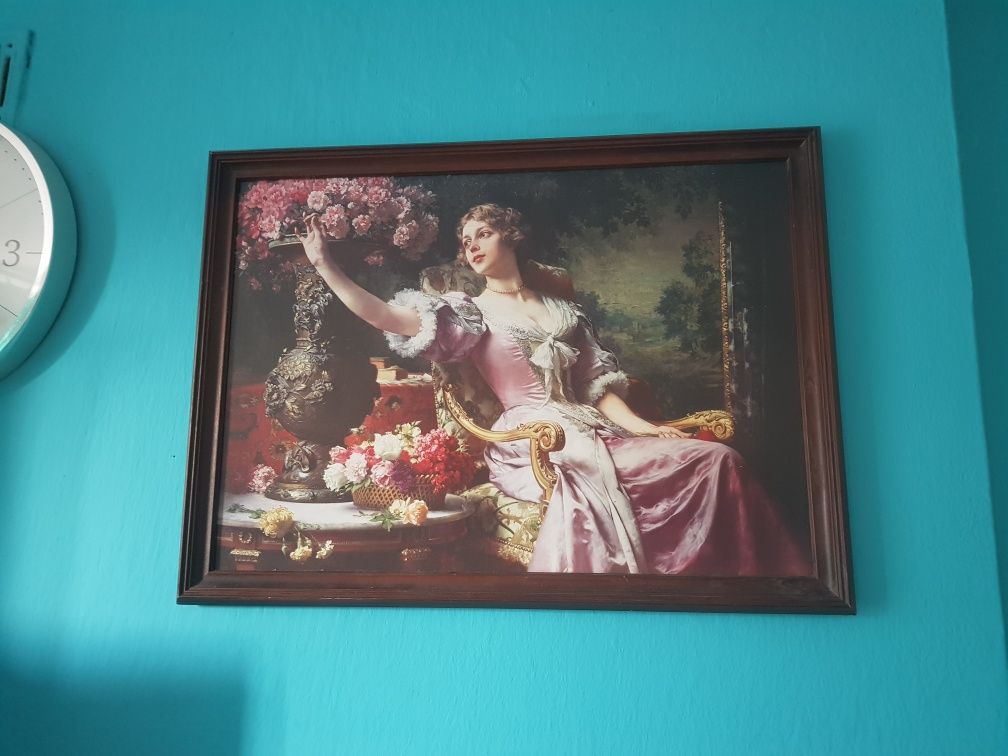 Sprzedam Obraz "Dama w liliowej sukni z kwiatami" (R001) reprodukcja