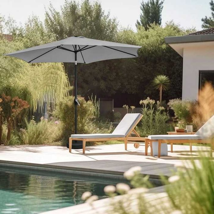 Parasol Ogrodowy Duży Składany Balkonowy Regulowany 210cm Szary