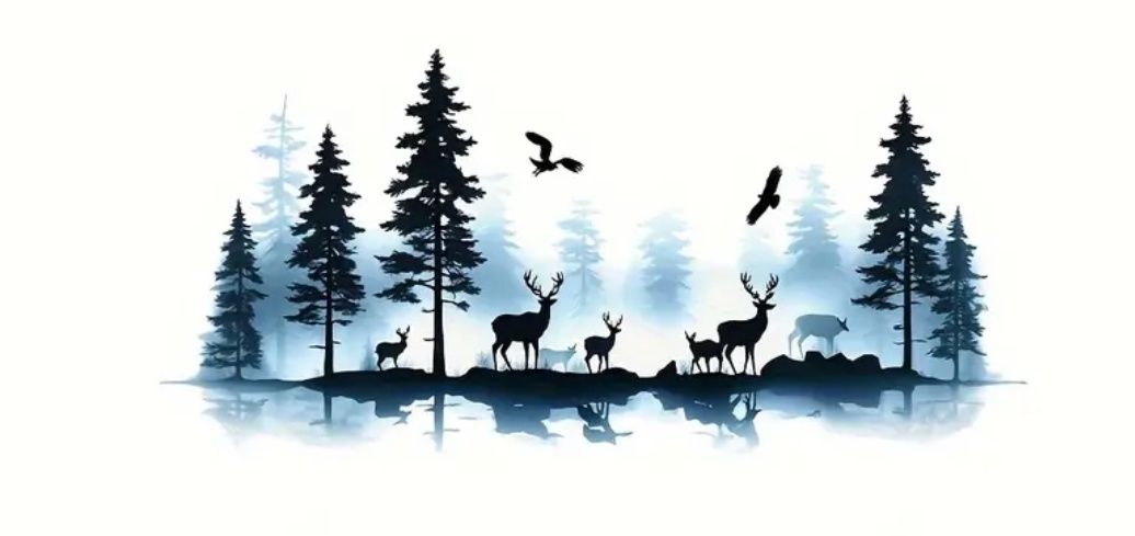 LAS NATURA - 59cm x 29cm - kolorowa naklejka na auto KAMPER ścianę