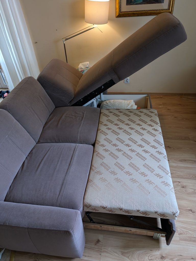 Kanapa sofa narożnik z funkcją spania i pojemnikiem