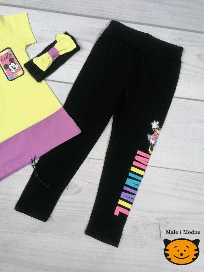 Komplet Minnie 3cz tshirt legginsy opaska 98/104/110/122/128/134