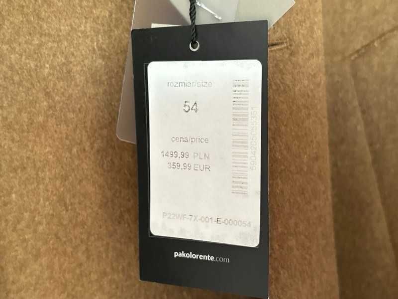 Piękny męski płaszcz na zimę brązowy Pako Lorente rozmiar 54 z metkami