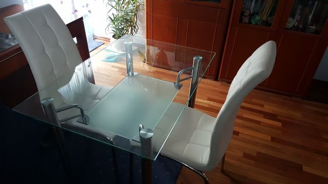 Stół szklany 100 x 70 + 2 krzesła