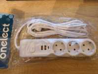 Подовжувач з вимикачем 3 розетки+2USB+TypeC