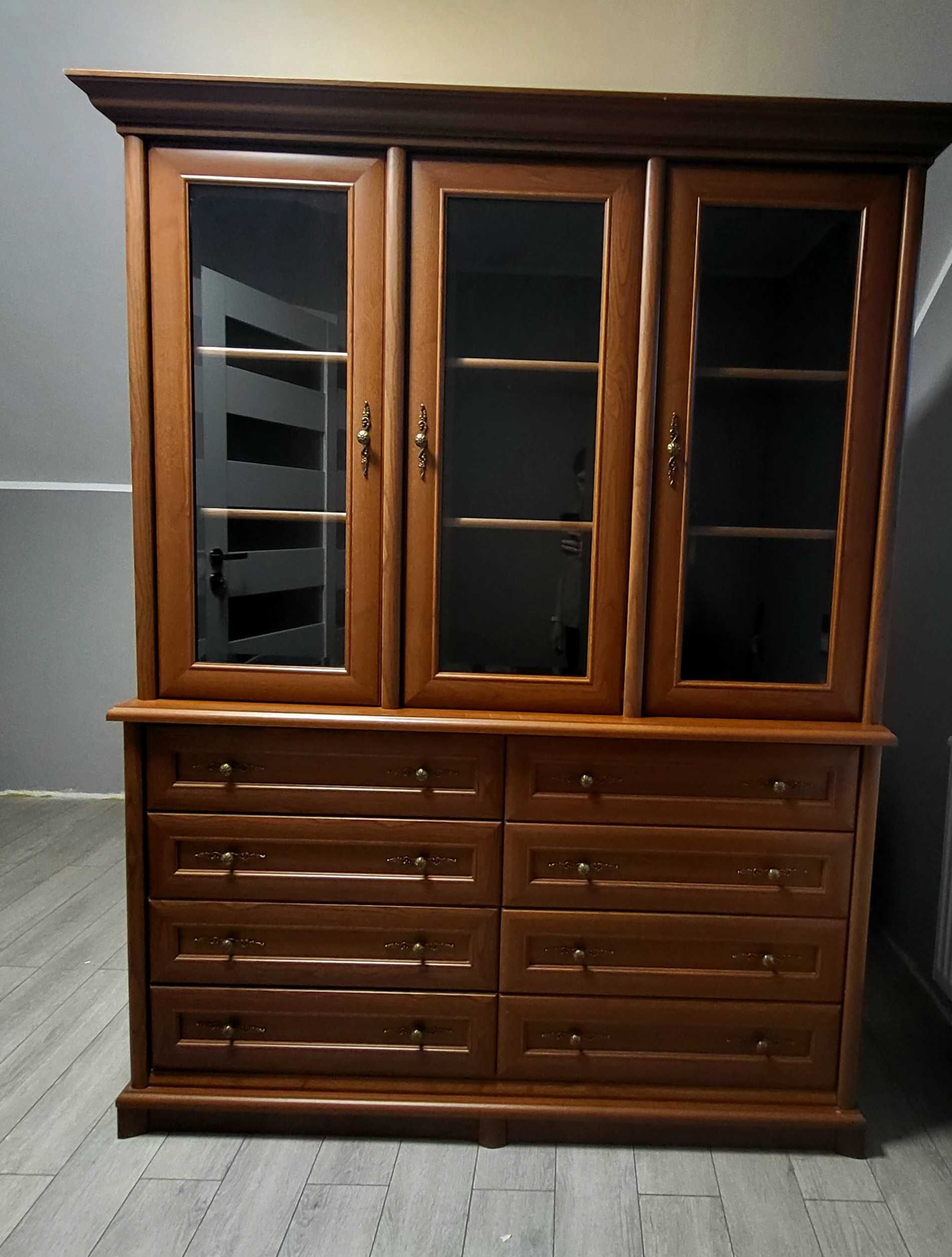 BRW witryna nadstawka na komodę  Kent 104x154 cm z 3 drzwiami