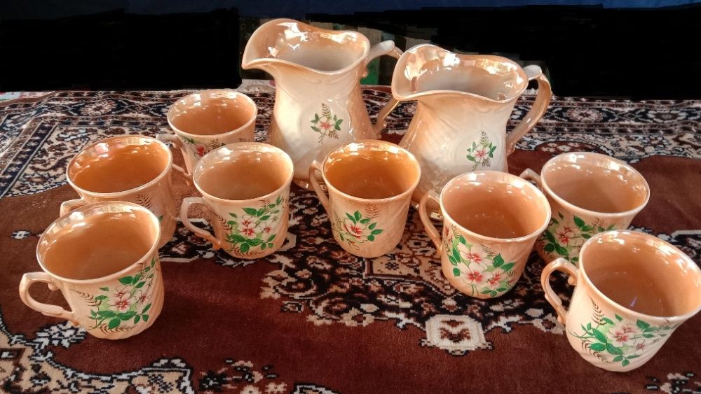 Новый сервиз перламутровый, набор. Кувшин+4 чашки. Посуда. Подарок