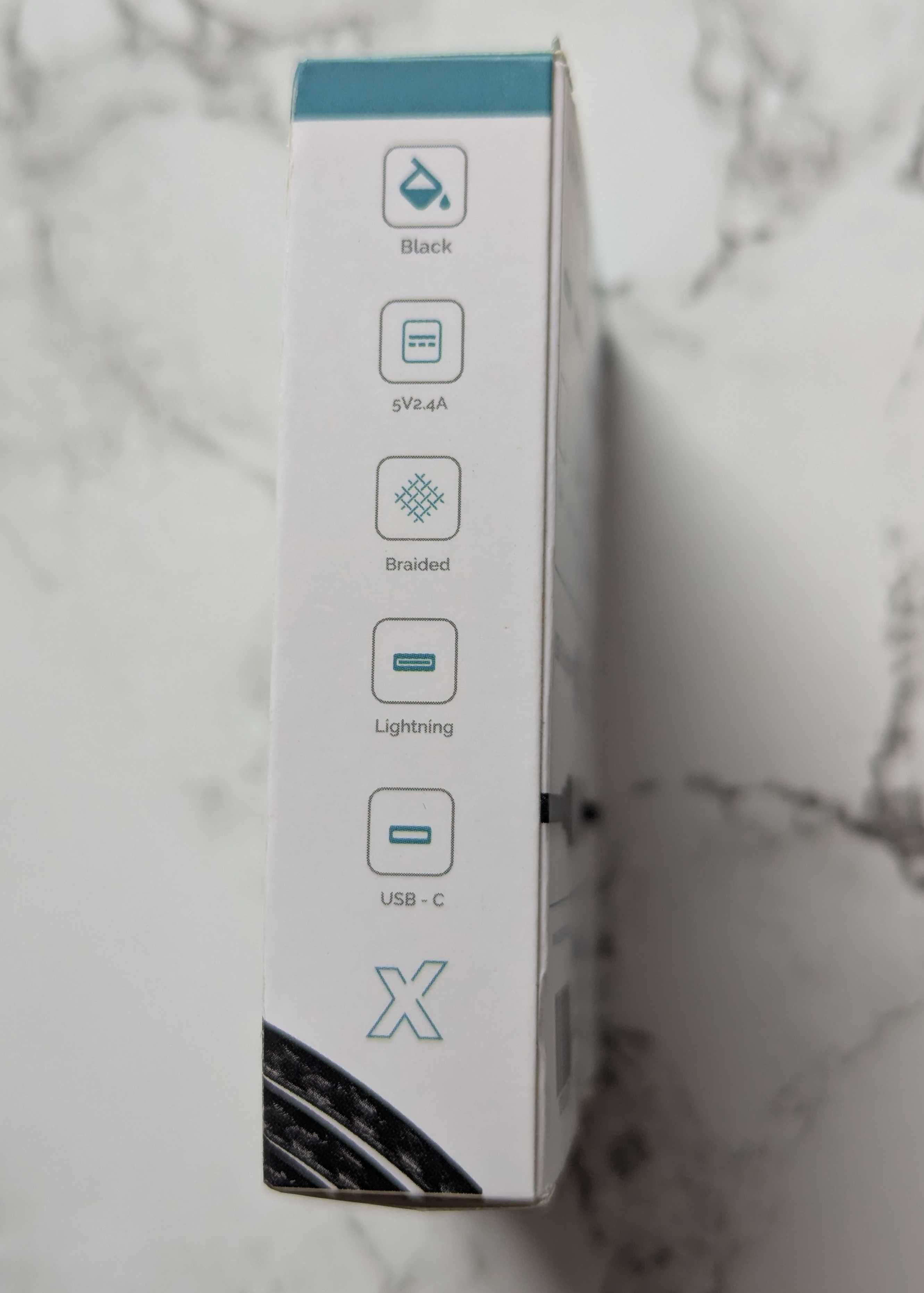 якість з США кабель плетений USB C to Lightning 1м Ampsentrix